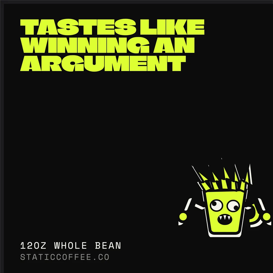 Static Coffee Co. paid social ad, Instagram feed size