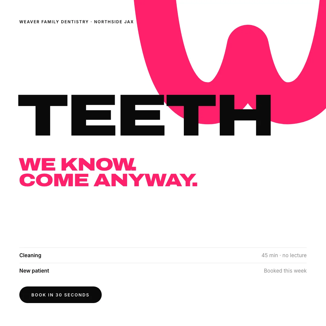Weaver Family Dentistry paid social ad, Instagram feed size