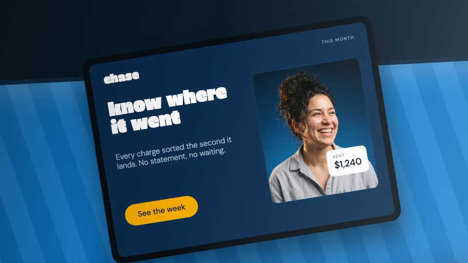 The chase app spending screen on a tablet