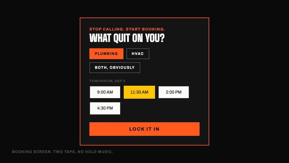 Deadheat online booking screen