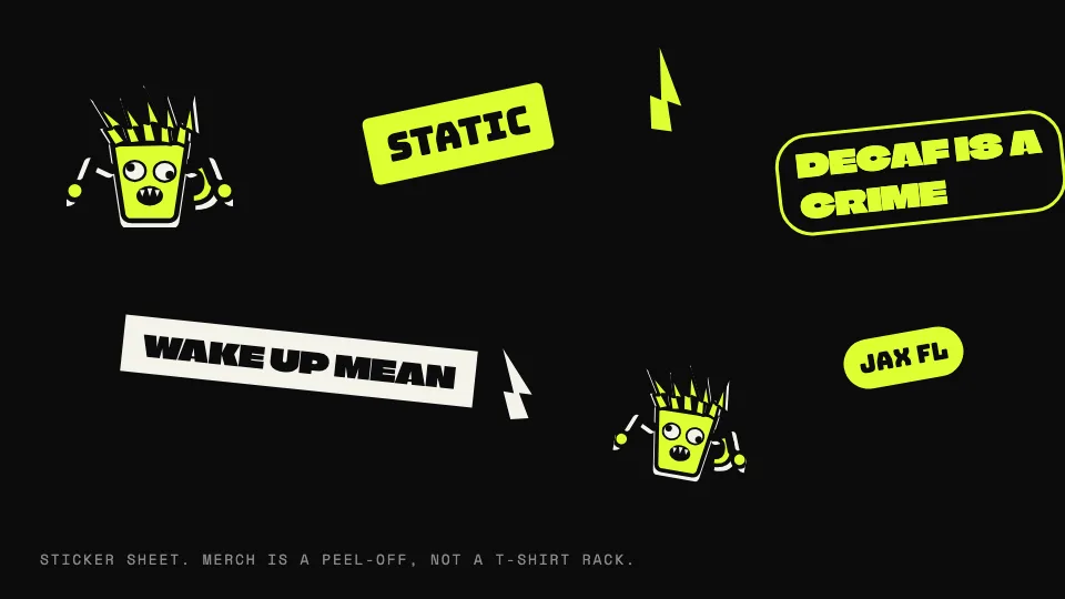 Static Coffee Co. die-cut sticker sheet