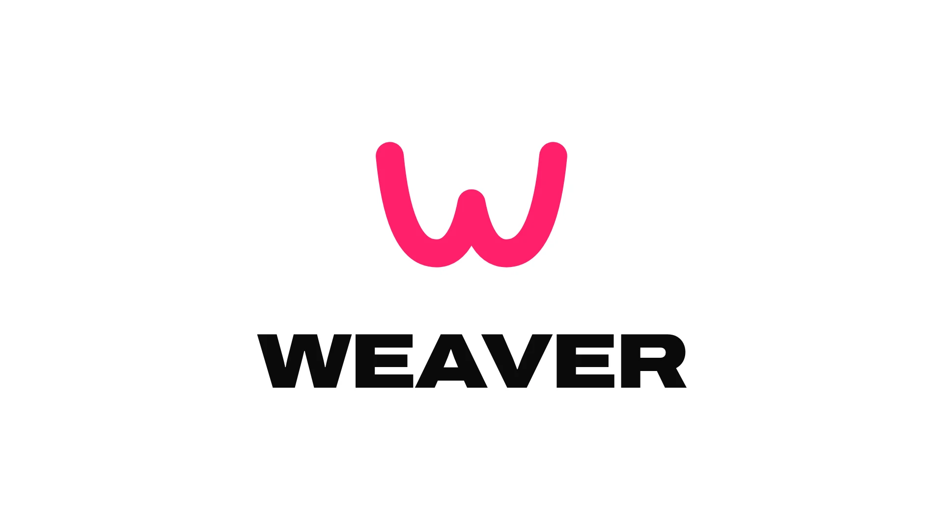 Weaver concept logo, the W monogram in candy pink above the wordmark on white
